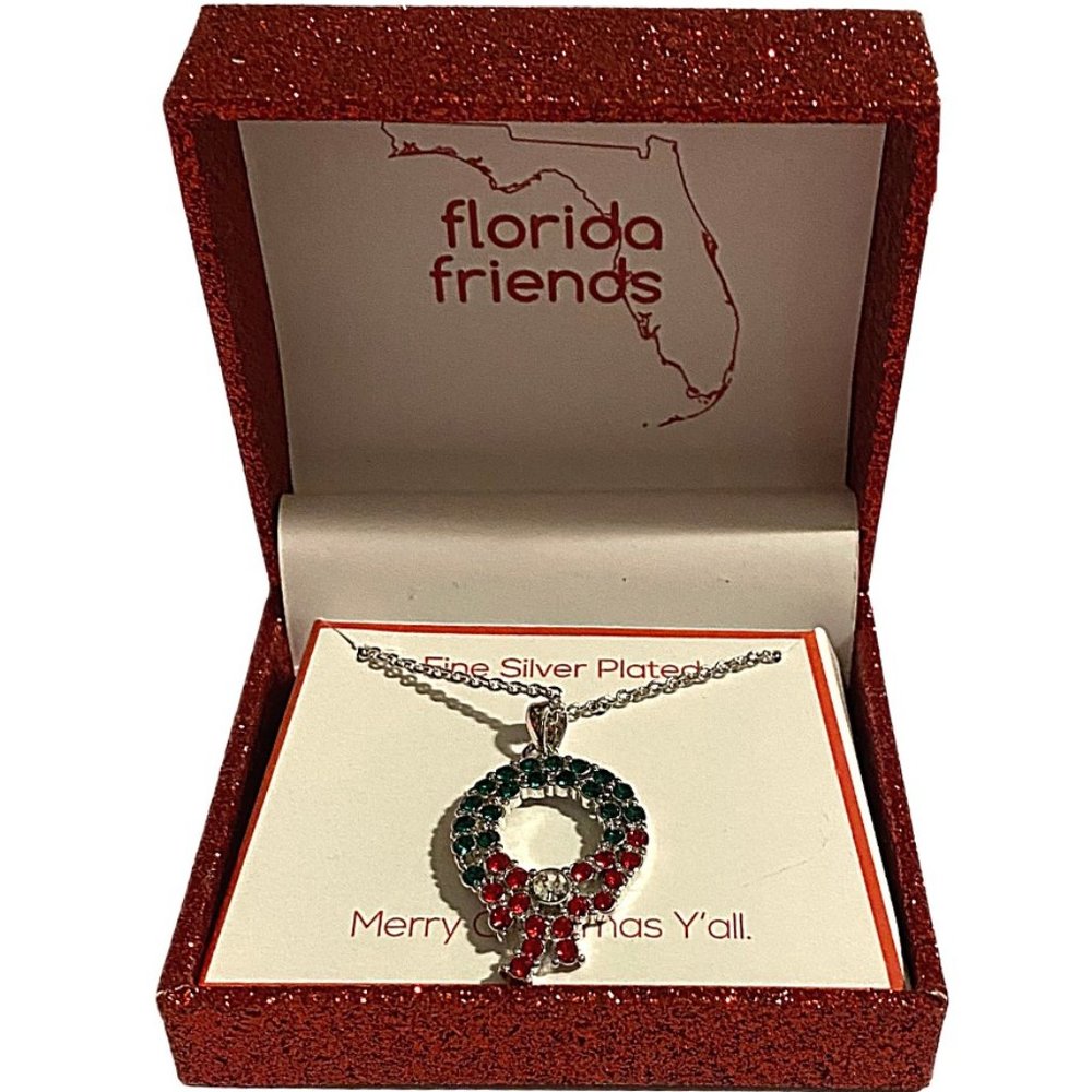 Florida Friends Wreath Silver Necklace NEW